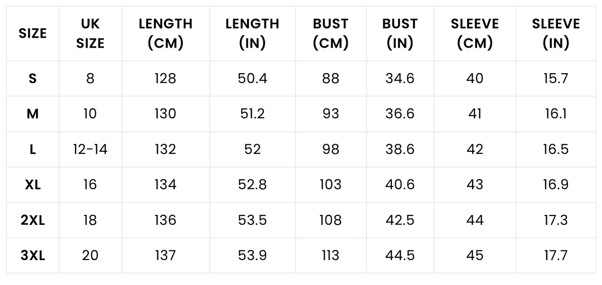 Size chart