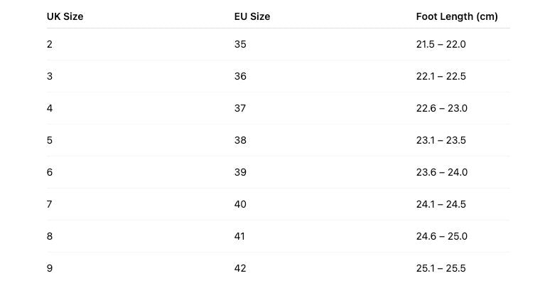Size chart